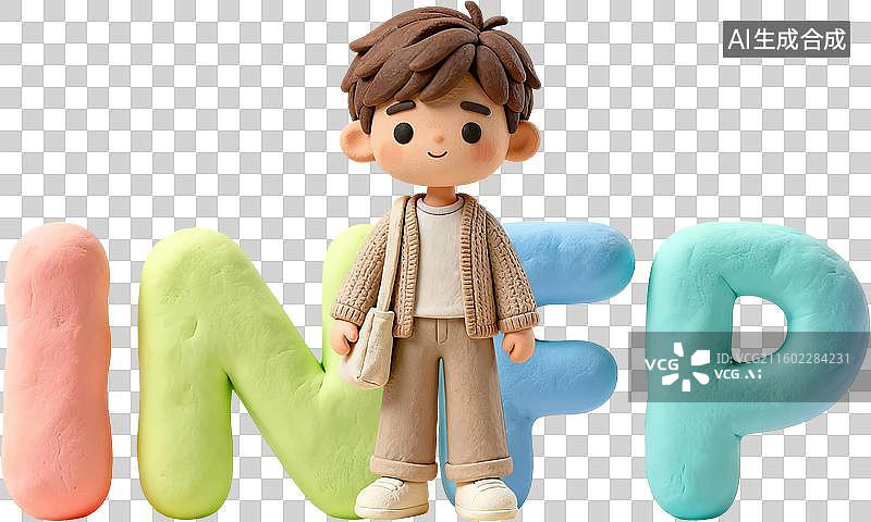 【AI数字艺术】mbti理论职业心理性格测试外交家NF型人格INFP调停者类型内向直觉情感知觉3D手工超轻黏土橡皮泥图片素材