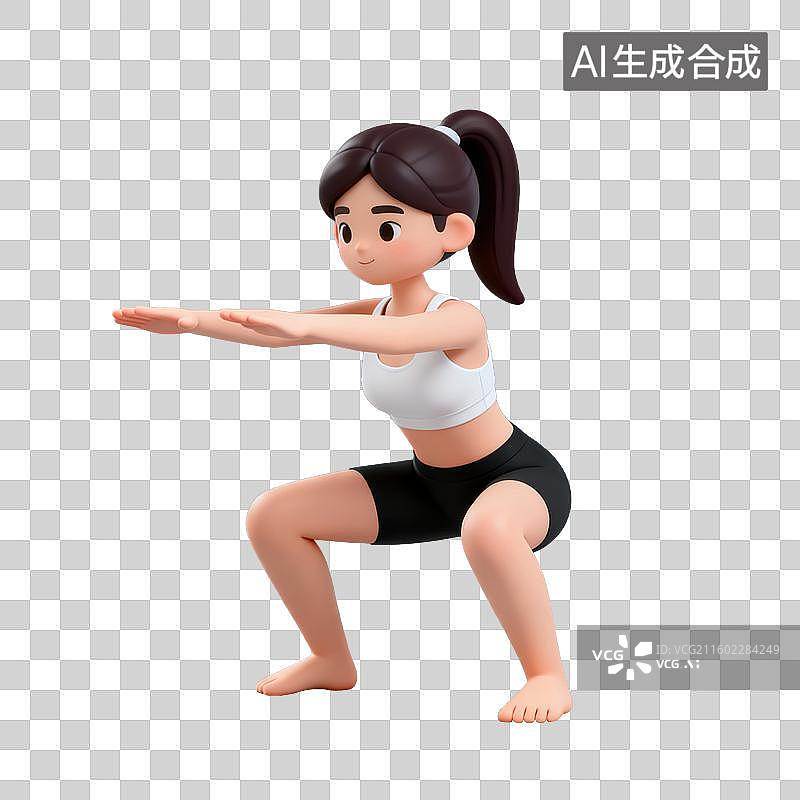 【AI数字艺术】3D体育运动项目女子深蹲元素图片素材
