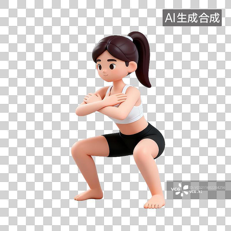 【AI数字艺术】3D体育运动项目女子深蹲元素图片素材