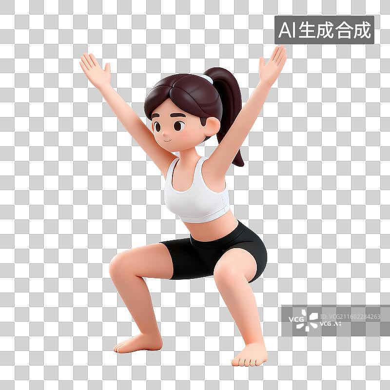 【AI数字艺术】3D体育运动项目女子深蹲元素图片素材