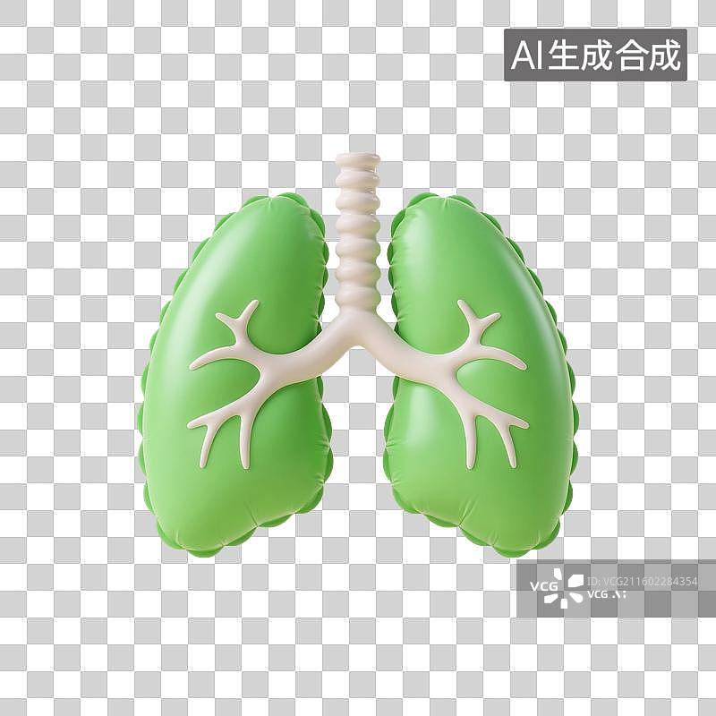 【AI数字艺术】3D渲染，充气膨胀风格，肺，呼吸系统疾病，肺炎，免抠元素图片素材