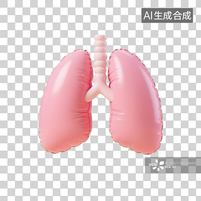 【AI数字艺术】3D渲染，充气膨胀风格，肺，呼吸系统疾病，肺炎，免抠元素图片素材