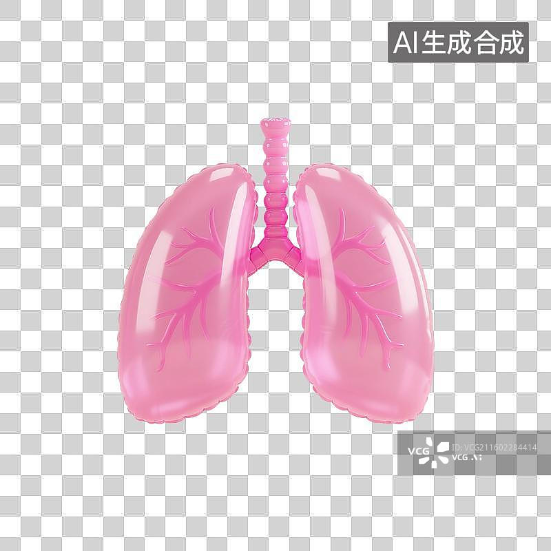 【AI数字艺术】3D渲染，充气膨胀风格，肺，呼吸系统疾病，肺炎，免抠元素图片素材