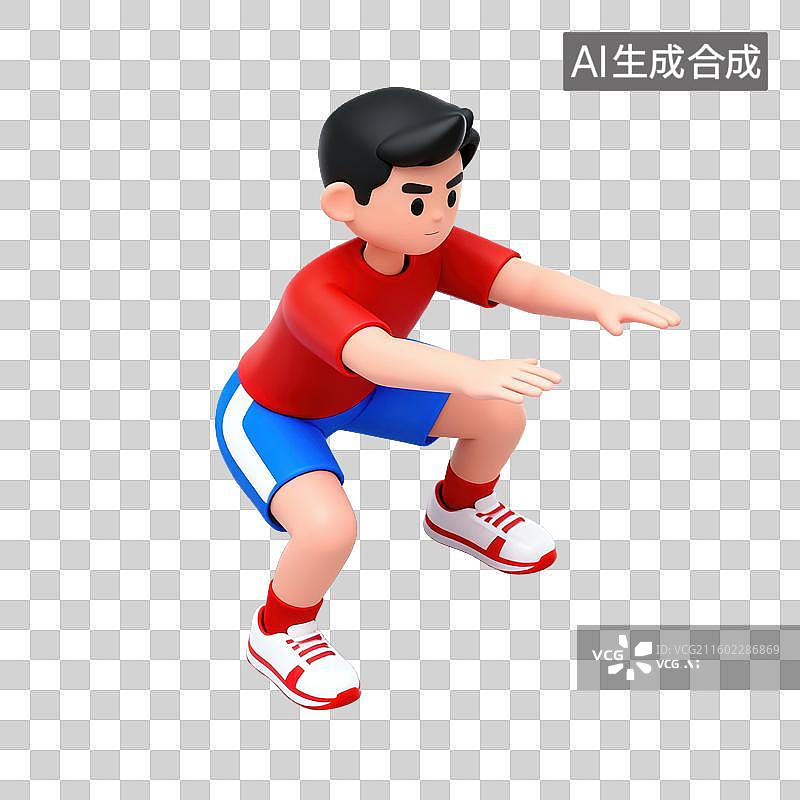 【AI数字艺术】3D体育运动项目男子深蹲元素图片素材