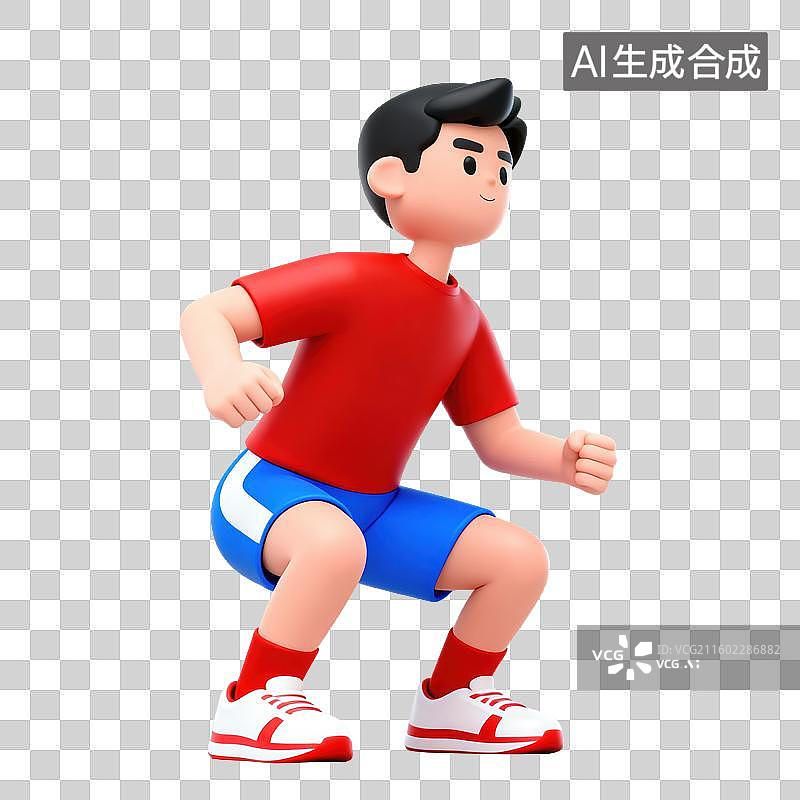 【AI数字艺术】3D体育运动项目男子深蹲元素图片素材