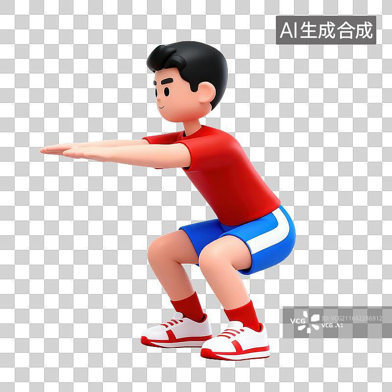 【AI数字艺术】3D体育运动项目男子深蹲元素图片素材