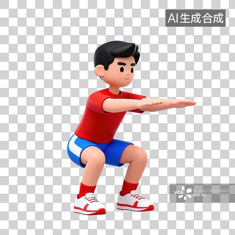 【AI数字艺术】3D体育运动项目男子深蹲元素图片素材