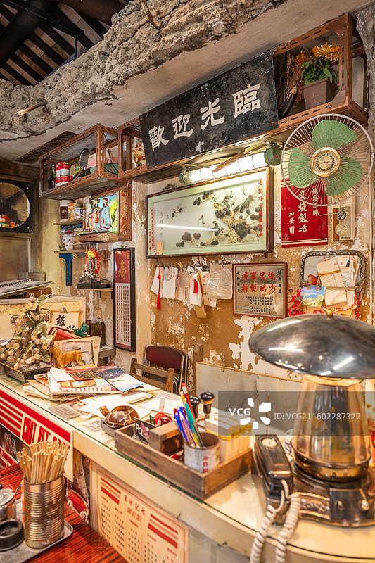 香港九龙城寨冰室茶餐厅场景图片素材