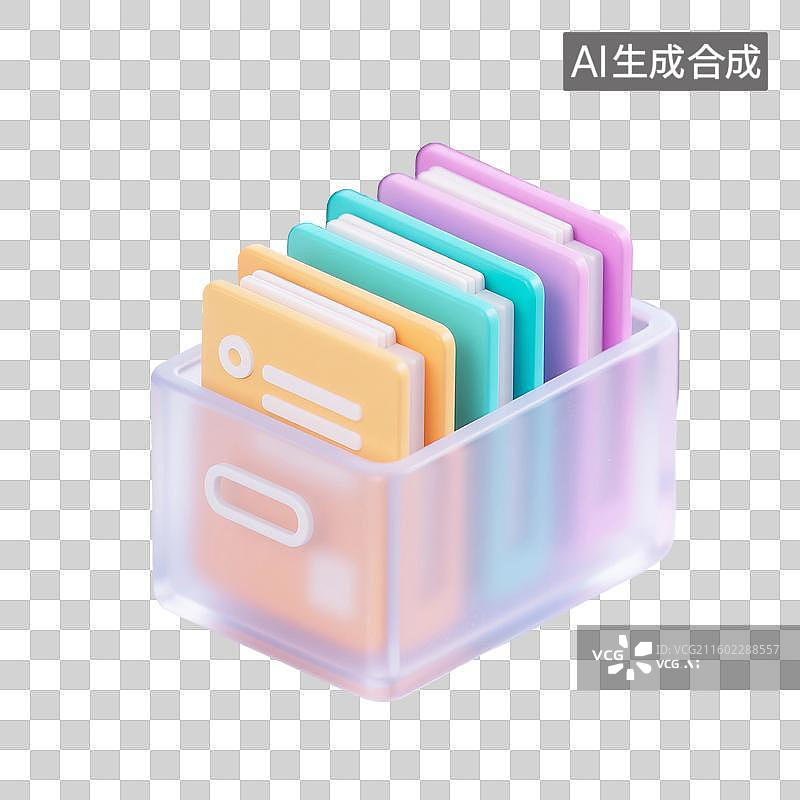 【AI数字艺术】3D渲染，文档，文件，文件夹，文件盒，图形图标，免抠元素图片素材