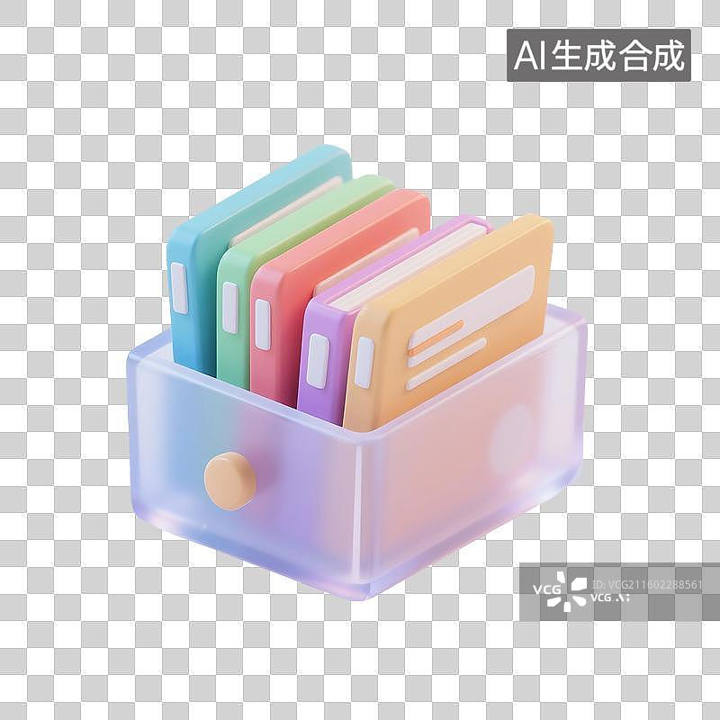 【AI数字艺术】3D渲染，文档，文件，文件夹，文件盒，图形图标，免抠元素图片素材