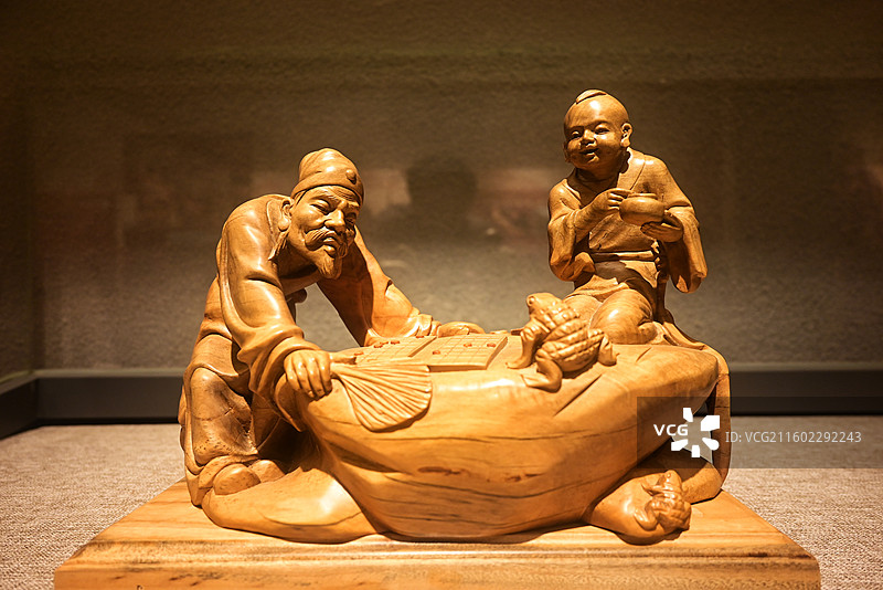 泉州 非遗 木雕 根雕 达摩 下棋 棋局 非物质文化遗产图片素材