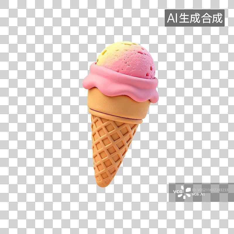 【AI数字艺术】双色美味冰淇淋甜筒图片素材