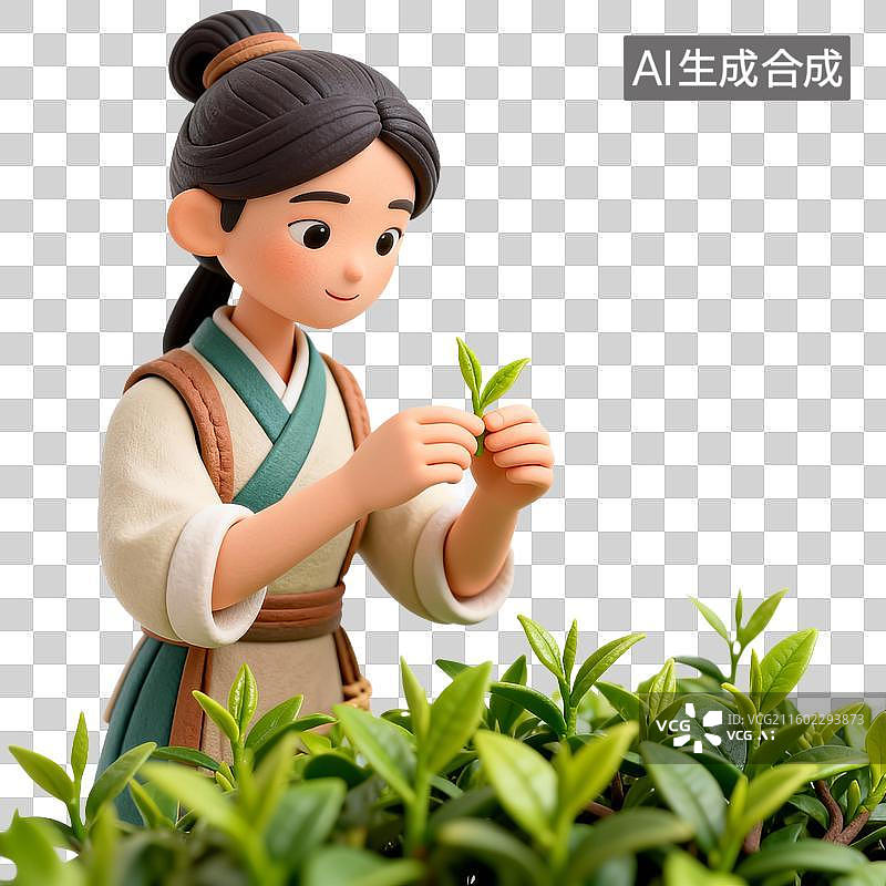 【AI数字艺术】采茶的女孩图片素材