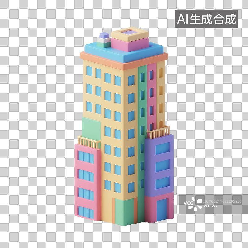 【AI数字艺术】3D渲染，现代城市高楼，城市建筑，写字楼，办公楼，免抠元素图片素材