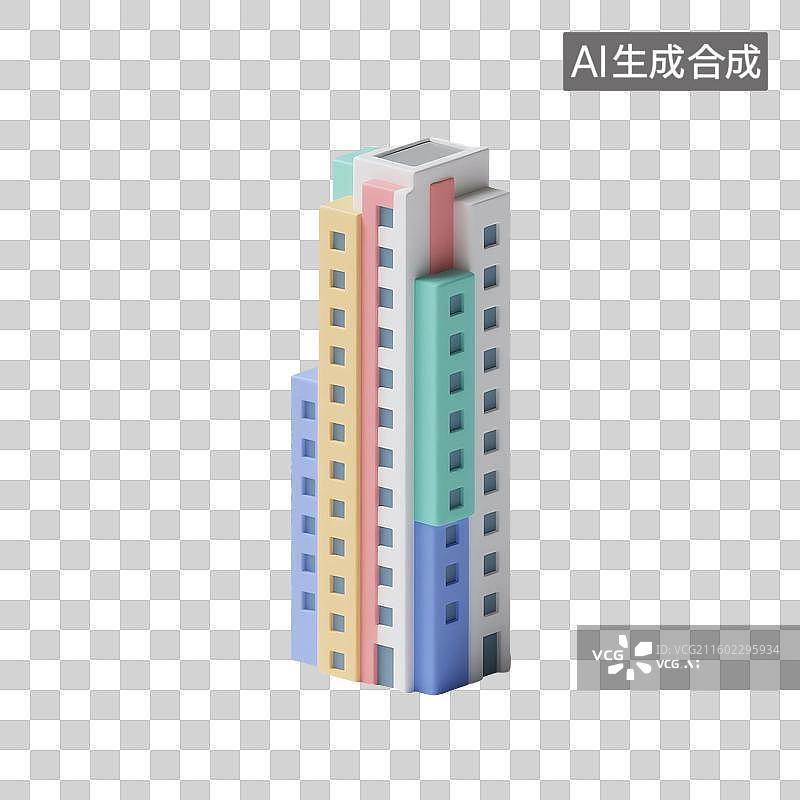 【AI数字艺术】3D渲染，现代城市高楼，城市建筑，写字楼，办公楼，免抠元素图片素材