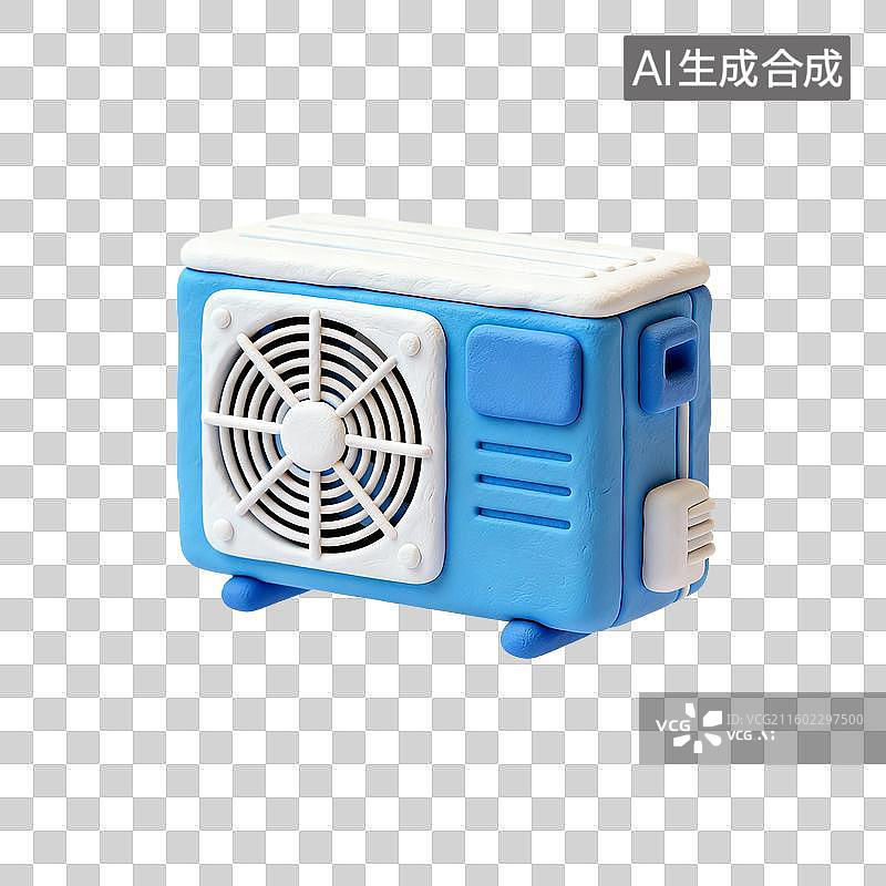 【AI数字艺术】蓝白配色小型空调模型图片素材