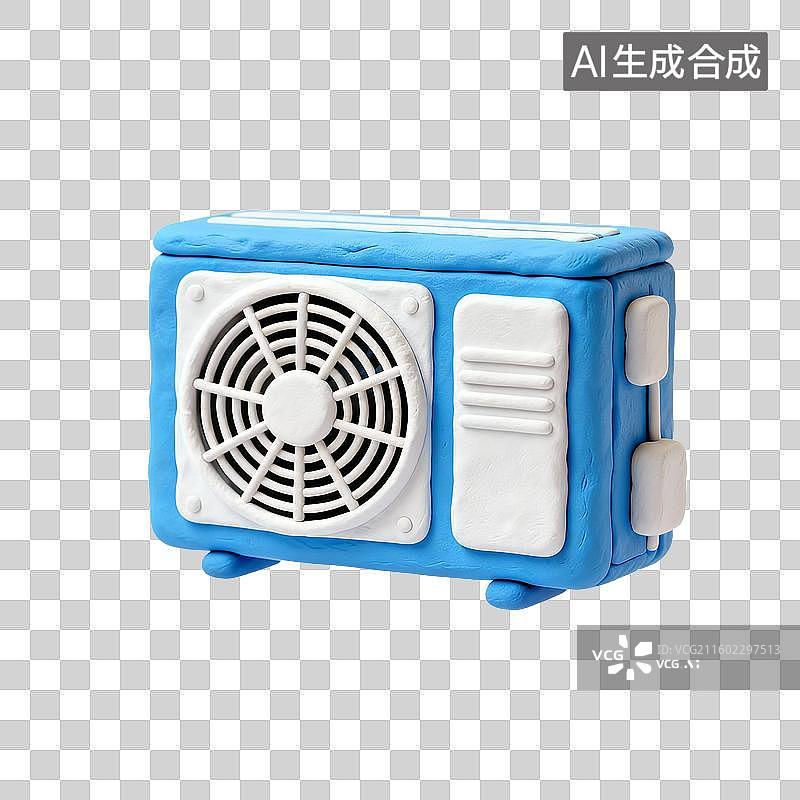 【AI数字艺术】蓝白配色小型空调模型图片素材
