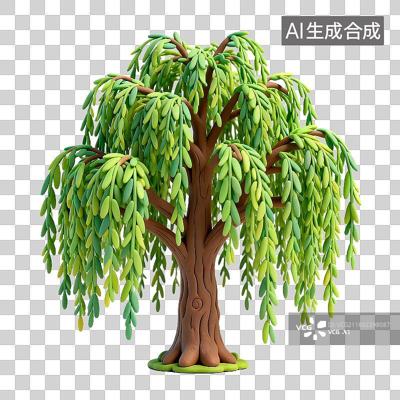 【AI数字艺术】一棵小型垂柳模型图片素材