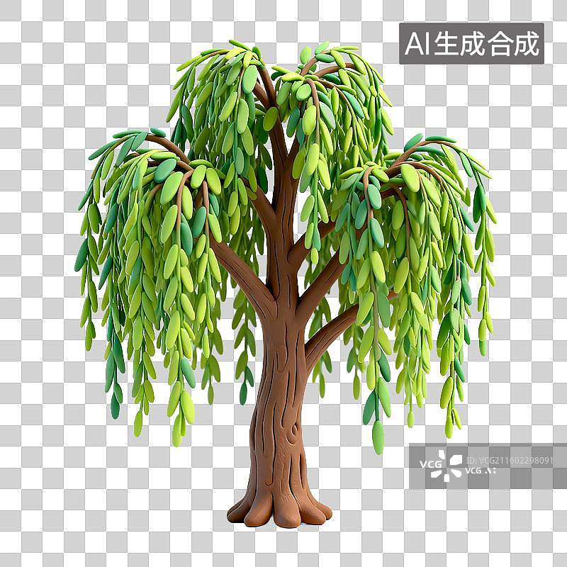 【AI数字艺术】一棵小型垂柳模型图片素材