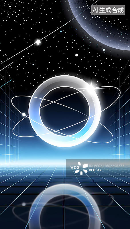 【AI数字艺术】"太空环形结构的数字艺术表现"图片素材