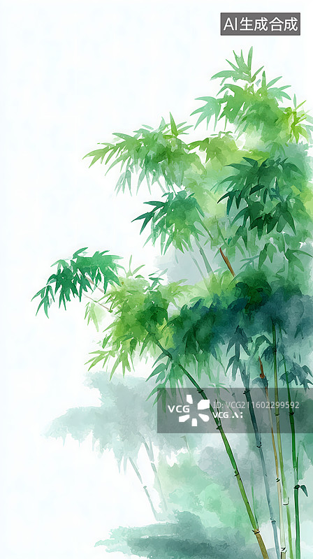 【AI数字艺术】水墨竹影溢清韵 国风雅致显高节图片素材