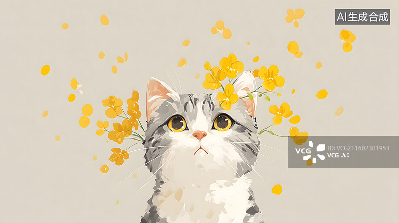 【AI数字艺术】金叶萌猫绘暖秋 治愈清新显萌态图片素材