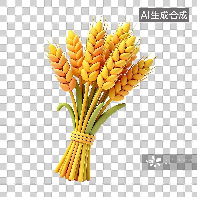 【AI数字艺术】一束金黄的小麦穗图片素材