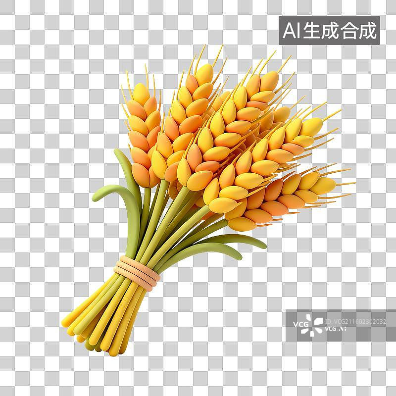 【AI数字艺术】一束金黄的小麦穗图片素材
