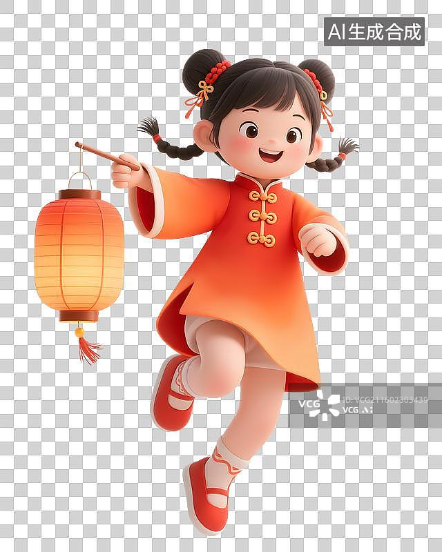 【AI数字艺术】穿传统服装的儿童插画免抠素材图片素材