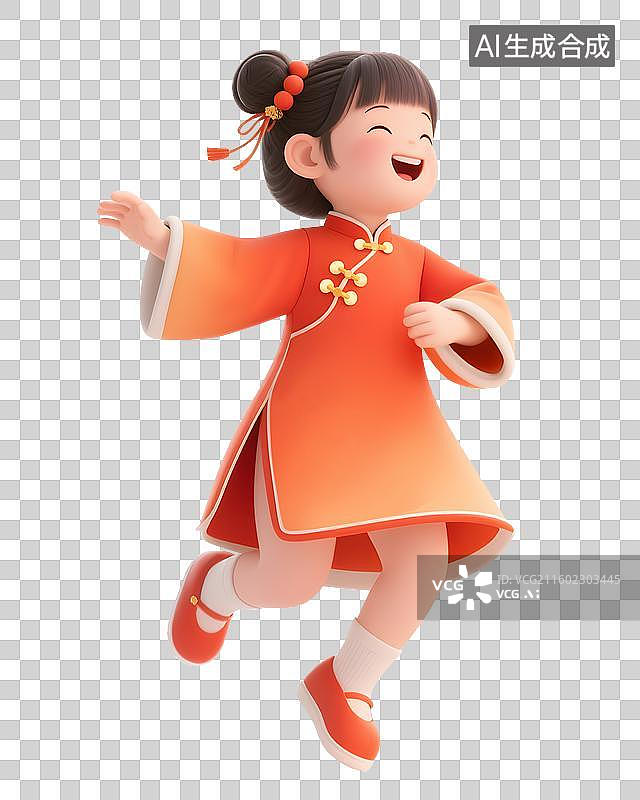 【AI数字艺术】穿传统服装的儿童插画免抠素材图片素材