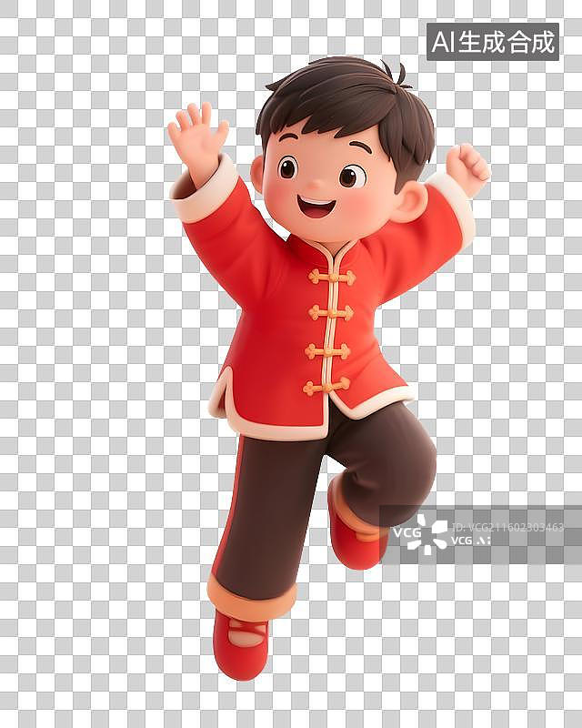 【AI数字艺术】穿传统服装的儿童插画免抠素材图片素材