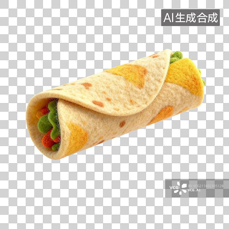 【AI数字艺术】毛毡风格的美味春卷图片素材