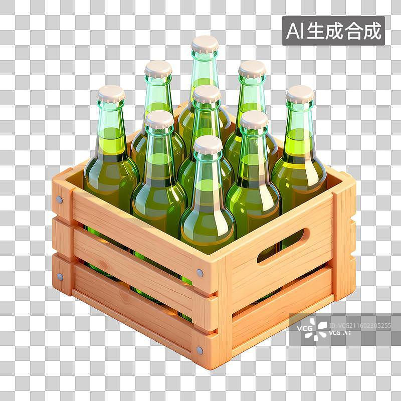 【AI数字艺术】装满筐子的啤酒图片素材