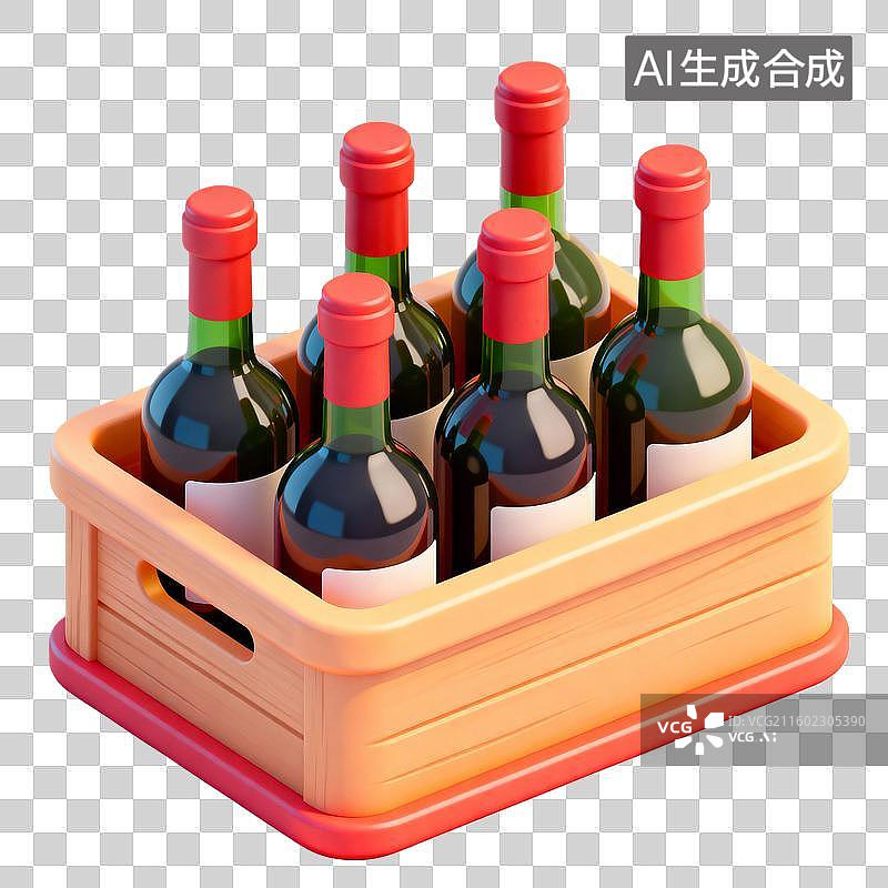 【AI数字艺术】装满筐子的红酒图片素材