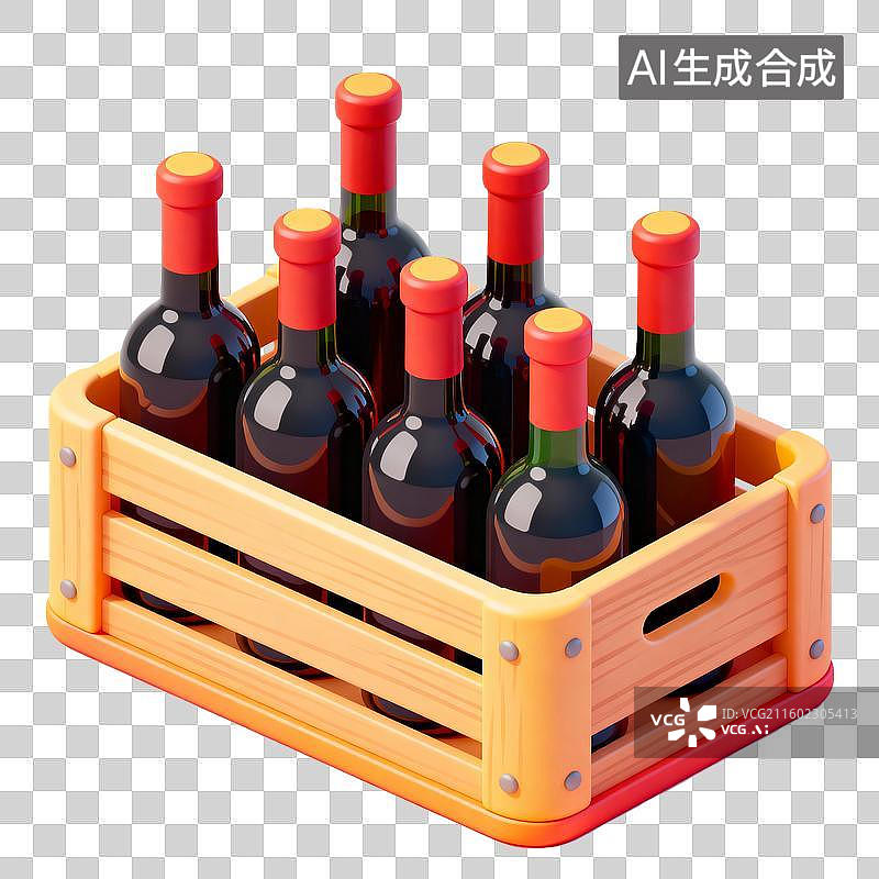 【AI数字艺术】装满筐子的红酒图片素材