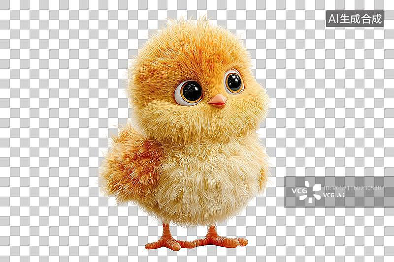 【AI数字艺术】一只可爱的毛绒小鸡仔PNG免扣元素图片素材