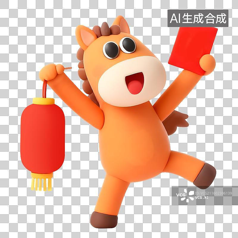 【AI数字艺术】提灯拿红包的跳马图片素材