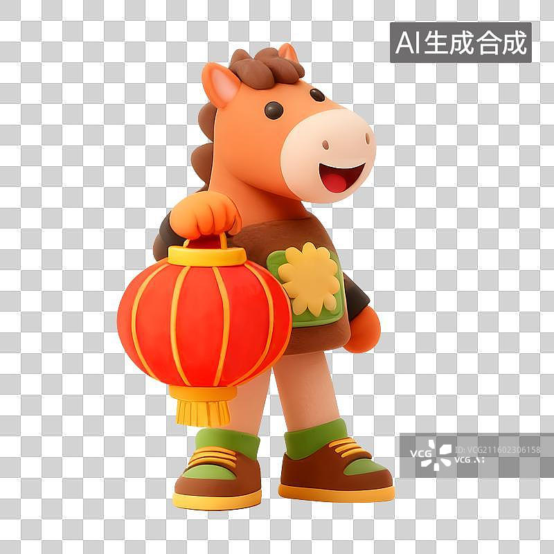 【AI数字艺术】提灯拿红包的跳马图片素材