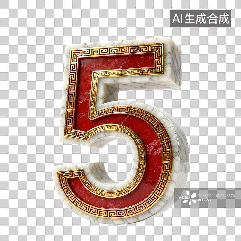 【AI数字艺术】3D汉白玉朱漆鎏金回纹数字图片素材