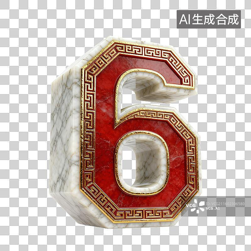 【AI数字艺术】3D汉白玉朱漆鎏金回纹数字图片素材