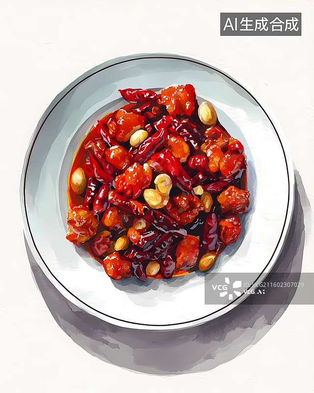 【AI数字艺术】四川宫保鸡丁插图图片素材