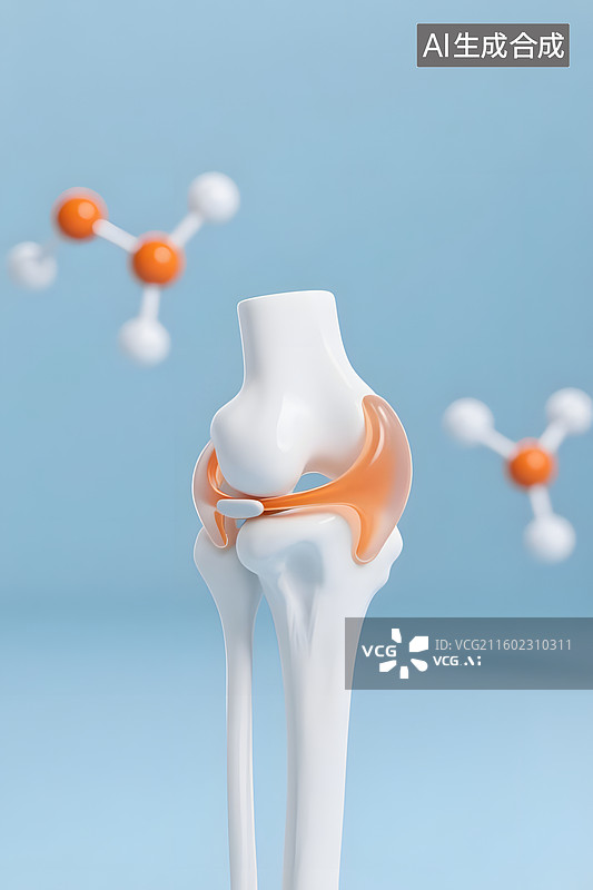 【AI数字艺术】膝关节骨关节3D关节模型插图图片素材