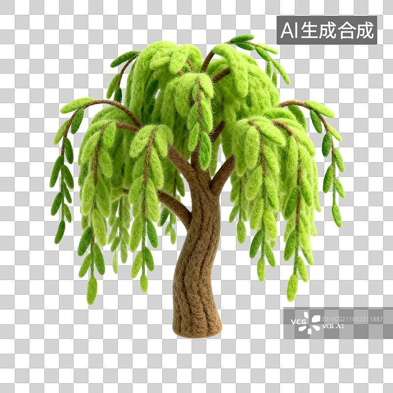 【AI数字艺术】毛毡风格的柳树图片素材