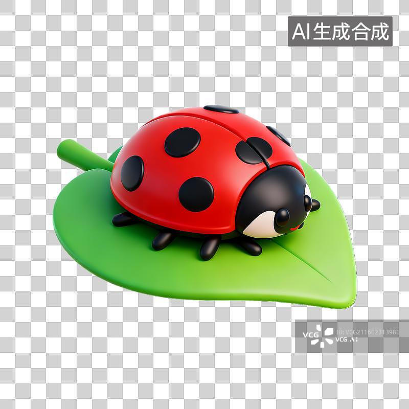 【AI数字艺术】绿叶上的七星瓢虫图片素材