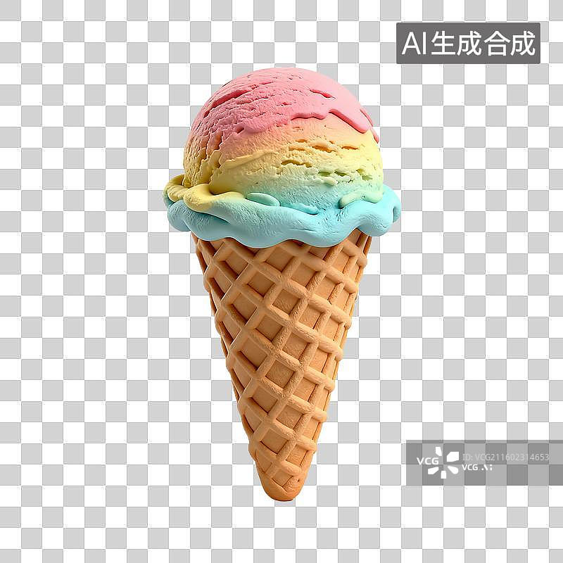 【AI数字艺术】双色美味的冰淇淋甜筒图片素材