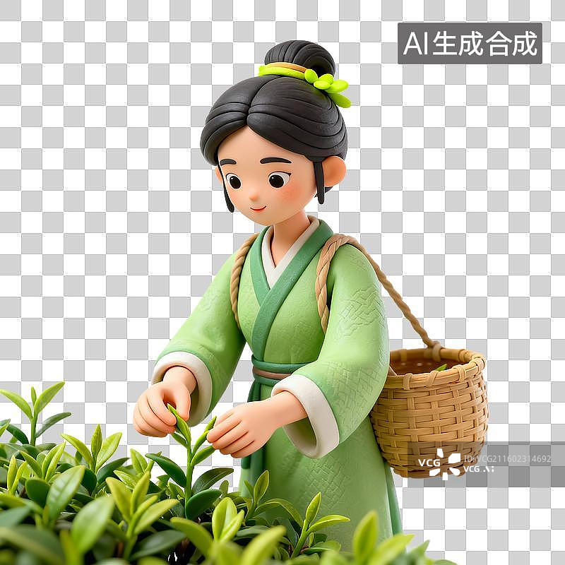 【AI数字艺术】采茶的女孩图片素材