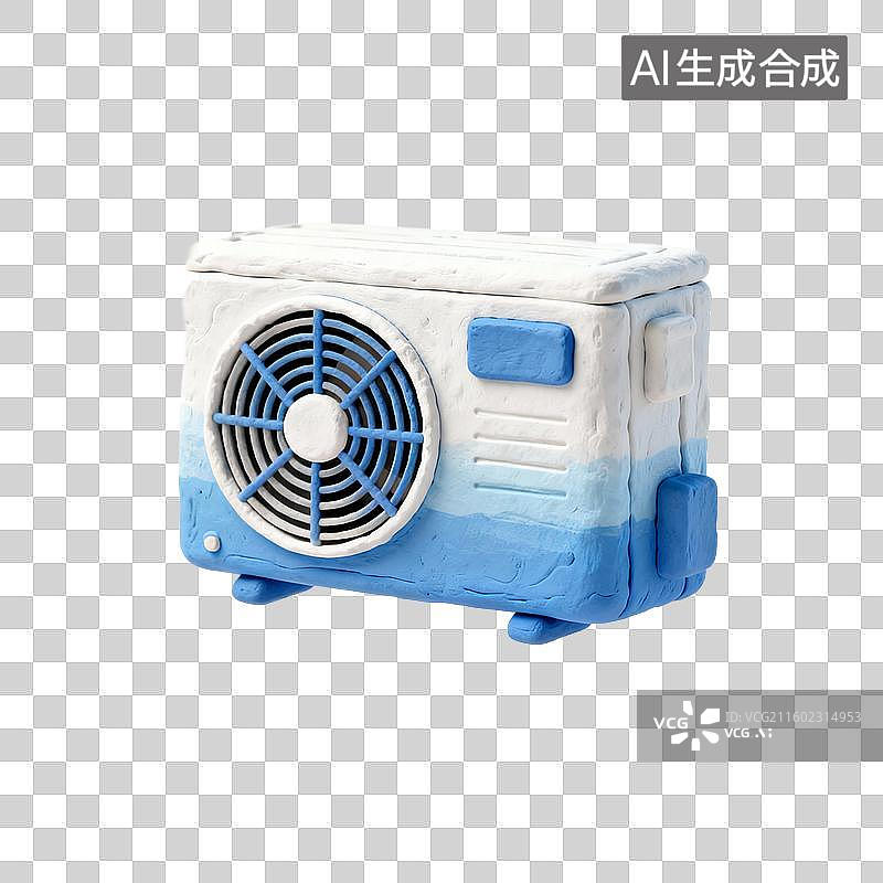 【AI数字艺术】蓝白配色小型空调模型图片素材