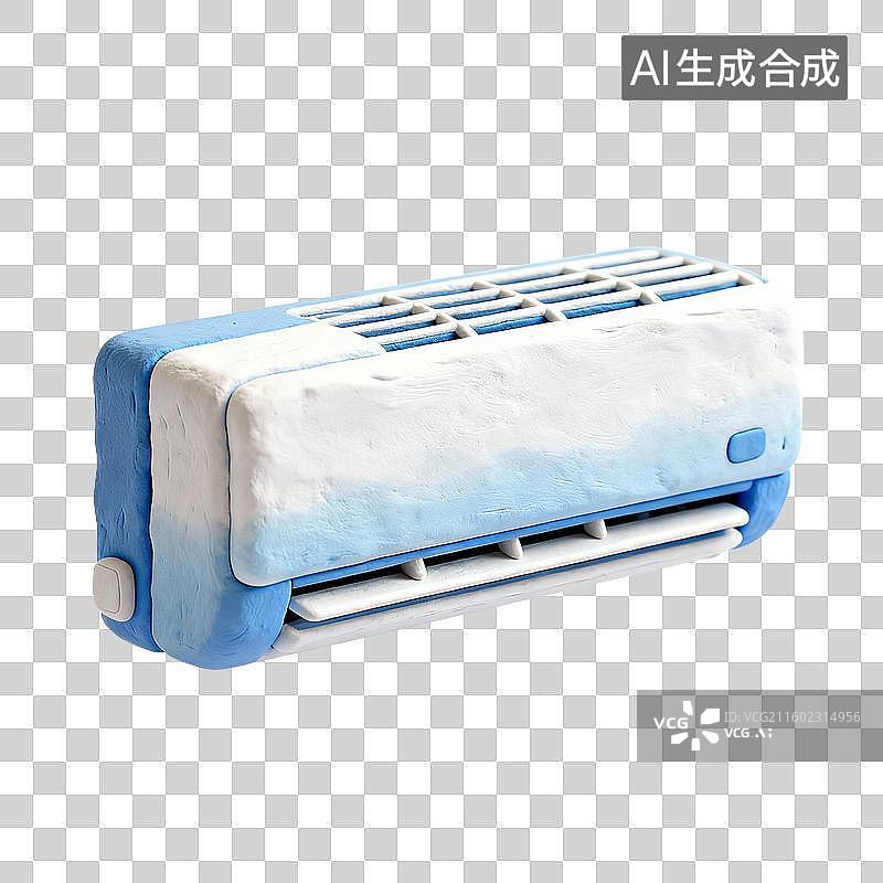 【AI数字艺术】蓝白配色小型空调模型图片素材