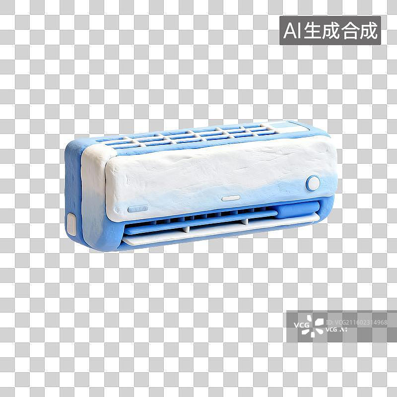 【AI数字艺术】蓝白配色小型空调模型图片素材