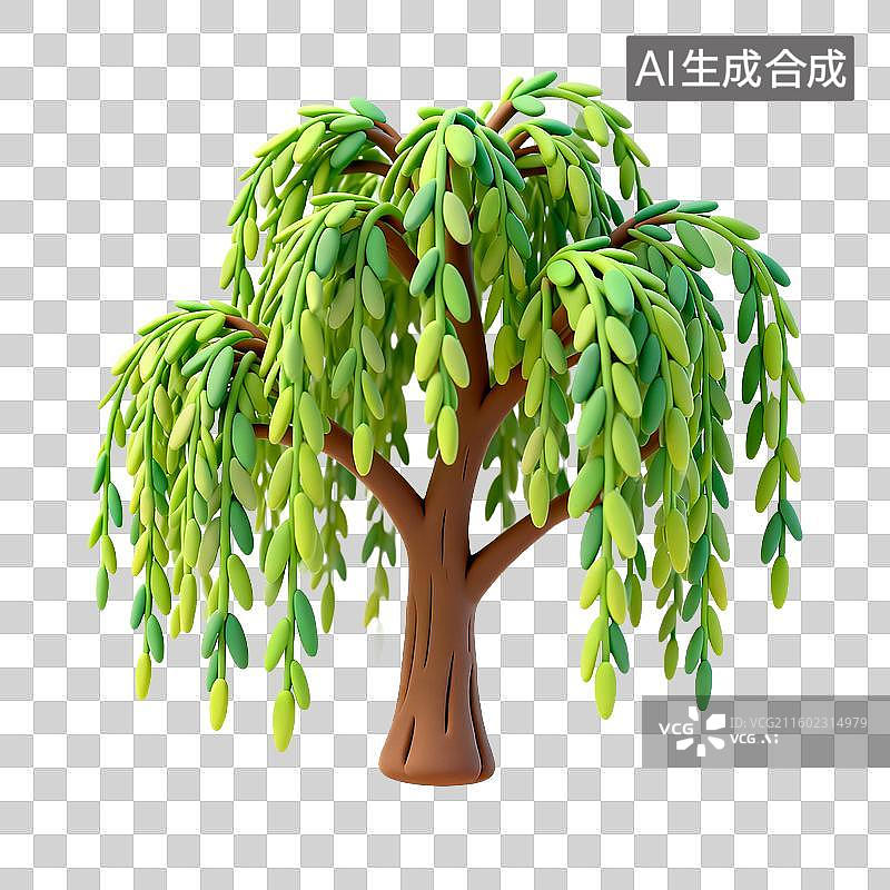 【AI数字艺术】一棵小型垂柳模型图片素材